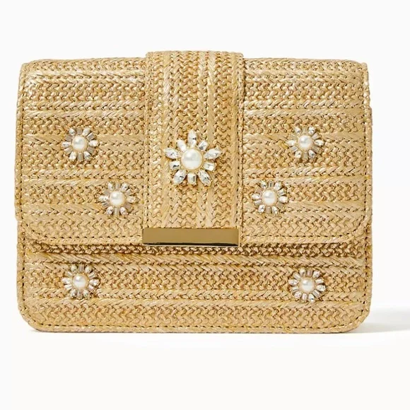 NWT Lilly Pulitzer Emmeline straw crossbody bag - Picture 4 of 9